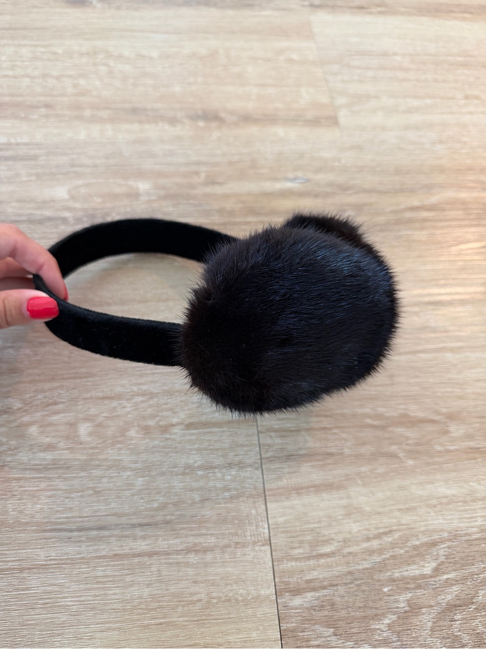Black Mink Fur Ear Muffs